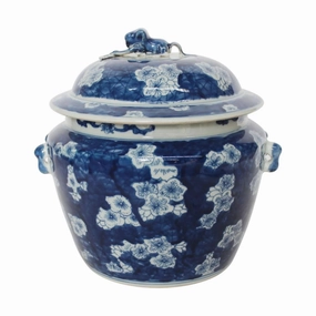 Blue and White Porcelain Rice Jar With Floral Motif vase,flower vase,home decoration