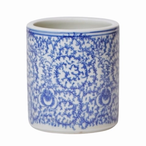 Blue and White Scrolling Peony Porcelain Cachepot vase,flower vase,home decoration