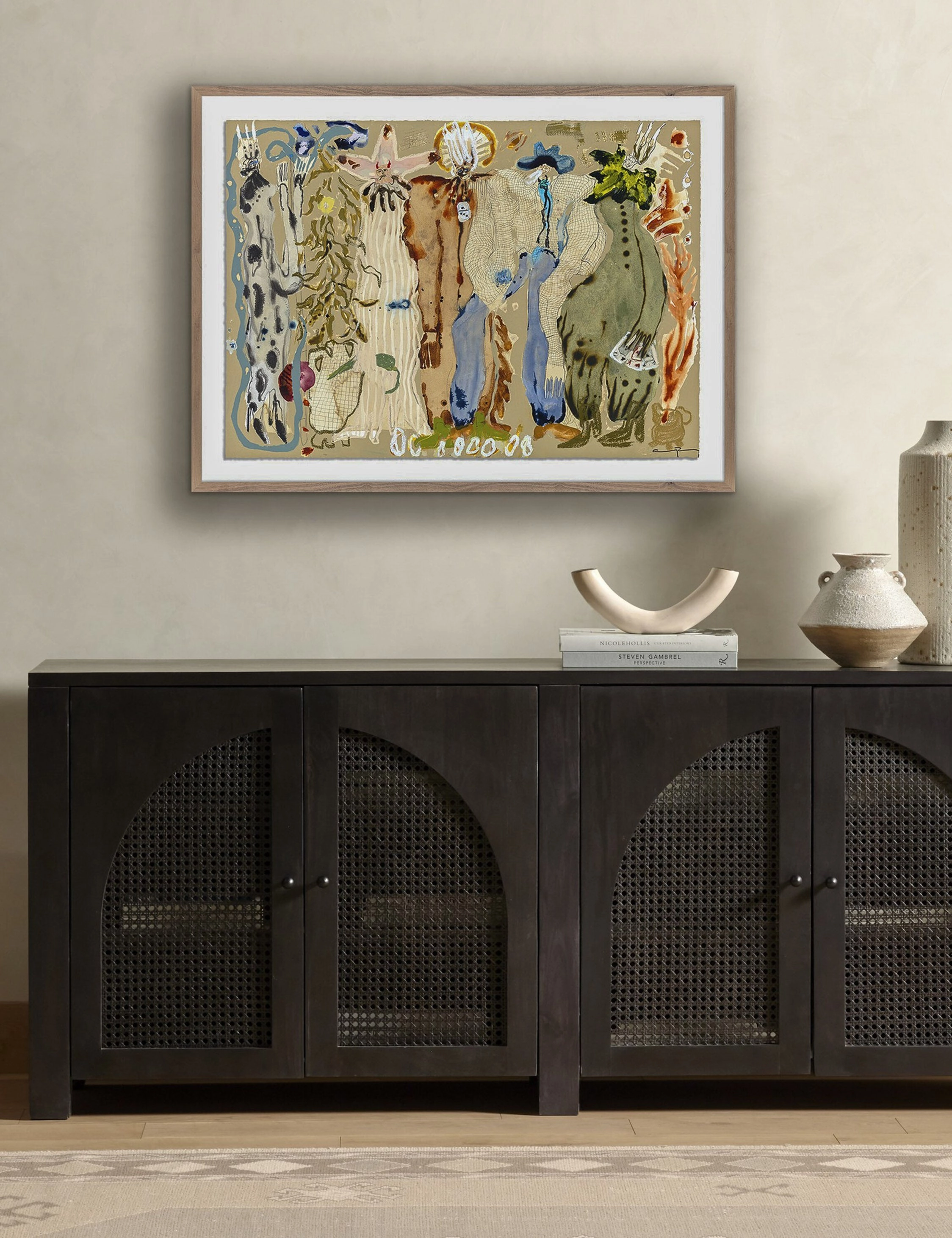 Blue Eyed Snake Woman Wall Art by Caroline Pinney wall art,canvas print,home wall decor