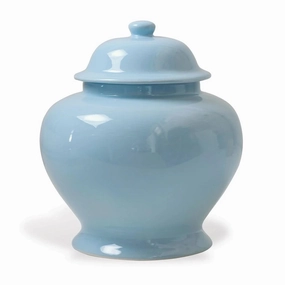 Blue Glaze Short Porcelain Lidded Ginger Jar vase,flower vase,home decoration