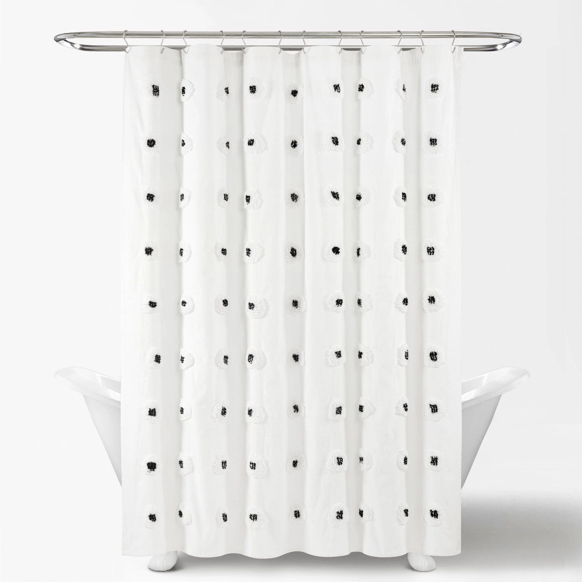 Boho Circle Tufted Yarn Dyed Recycled Cotton Blend Shower Curtain