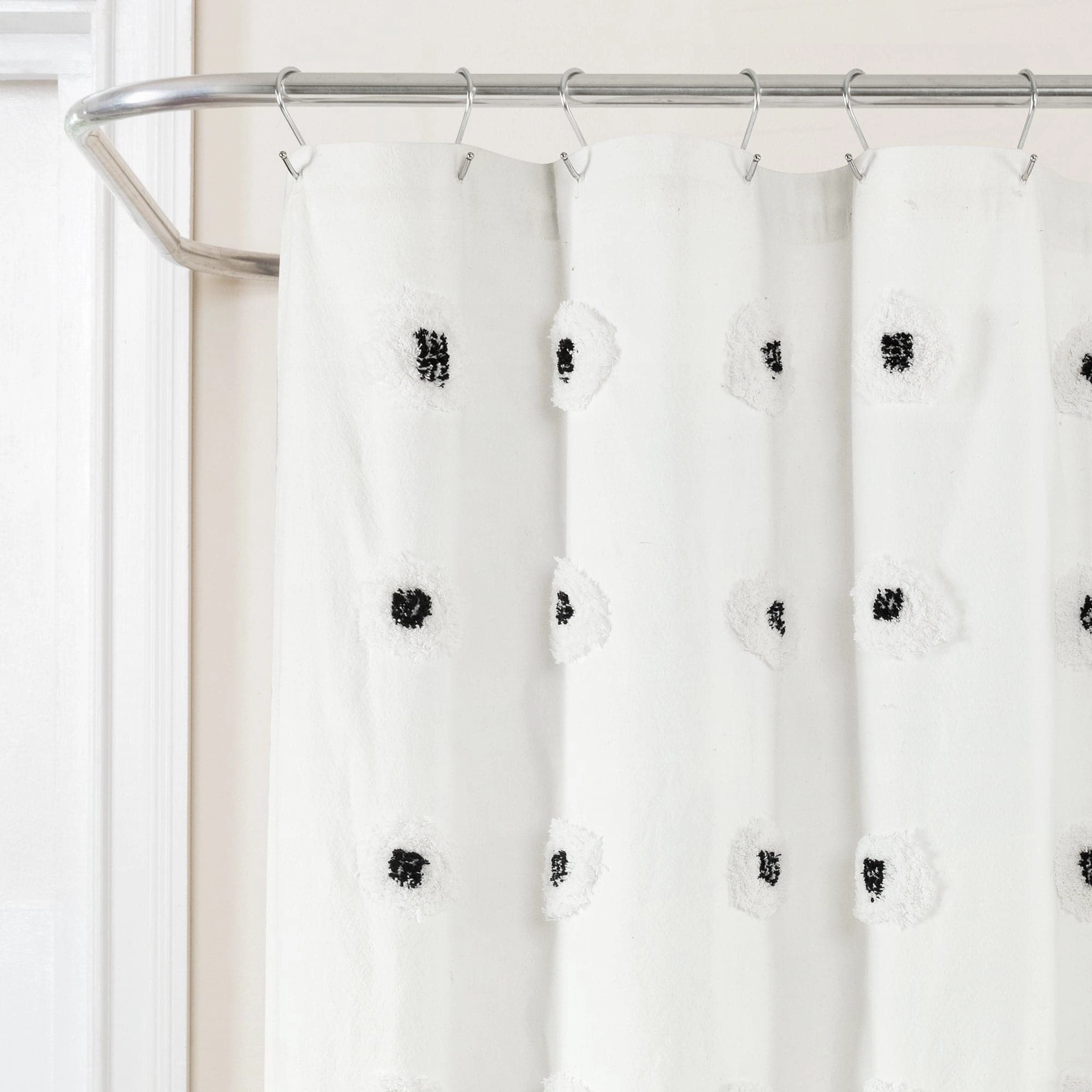 Boho Circle Tufted Yarn Dyed Recycled Cotton Blend Shower Curtain