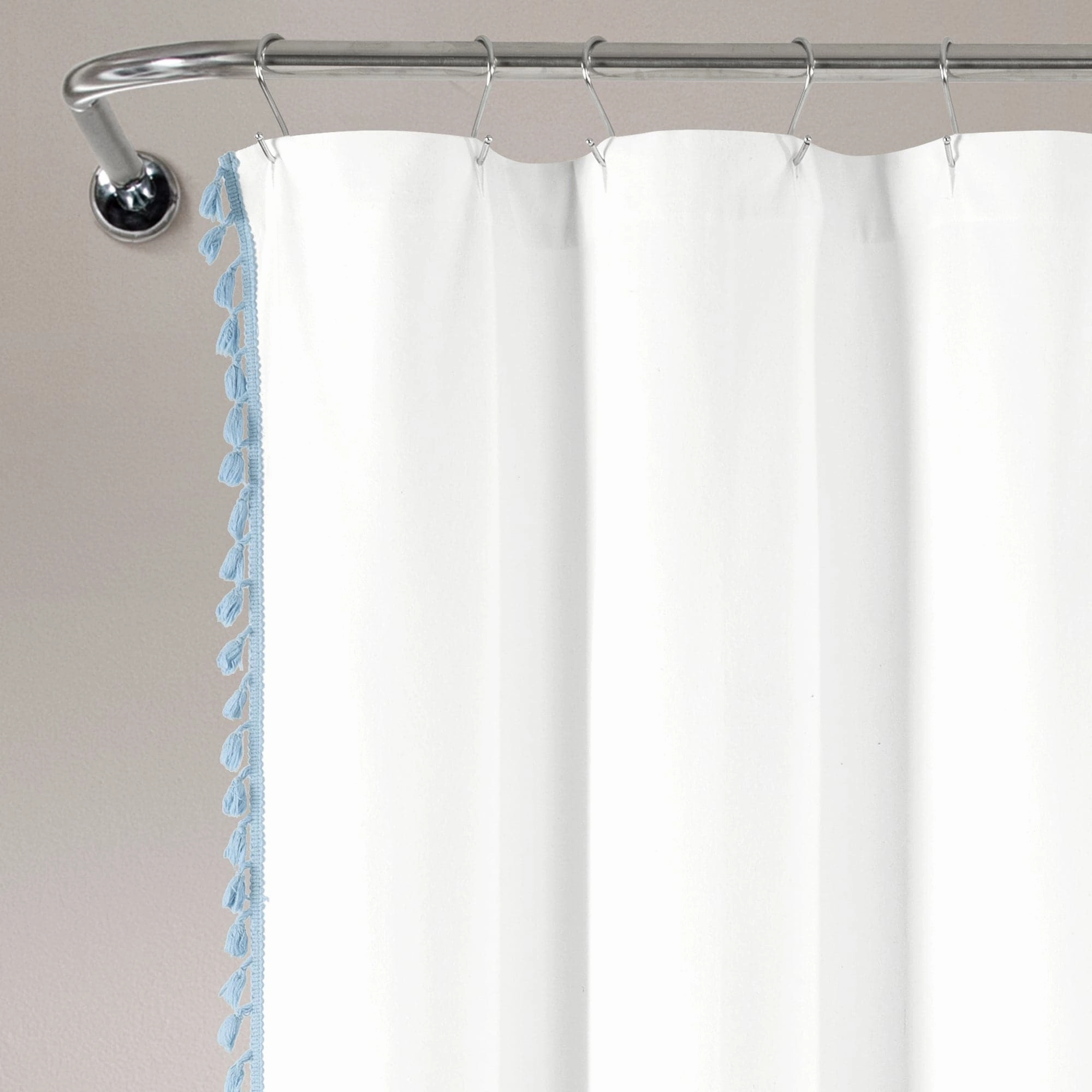 Boho Melora Tassel Yarn Dyed Recycled Cotton Blend Shower Curtain