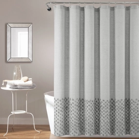 Boho Polka Dot Yarn Dyed Recycled Cotton Blend Shower Curtain shower curtain,bath curtain,bathroom decor