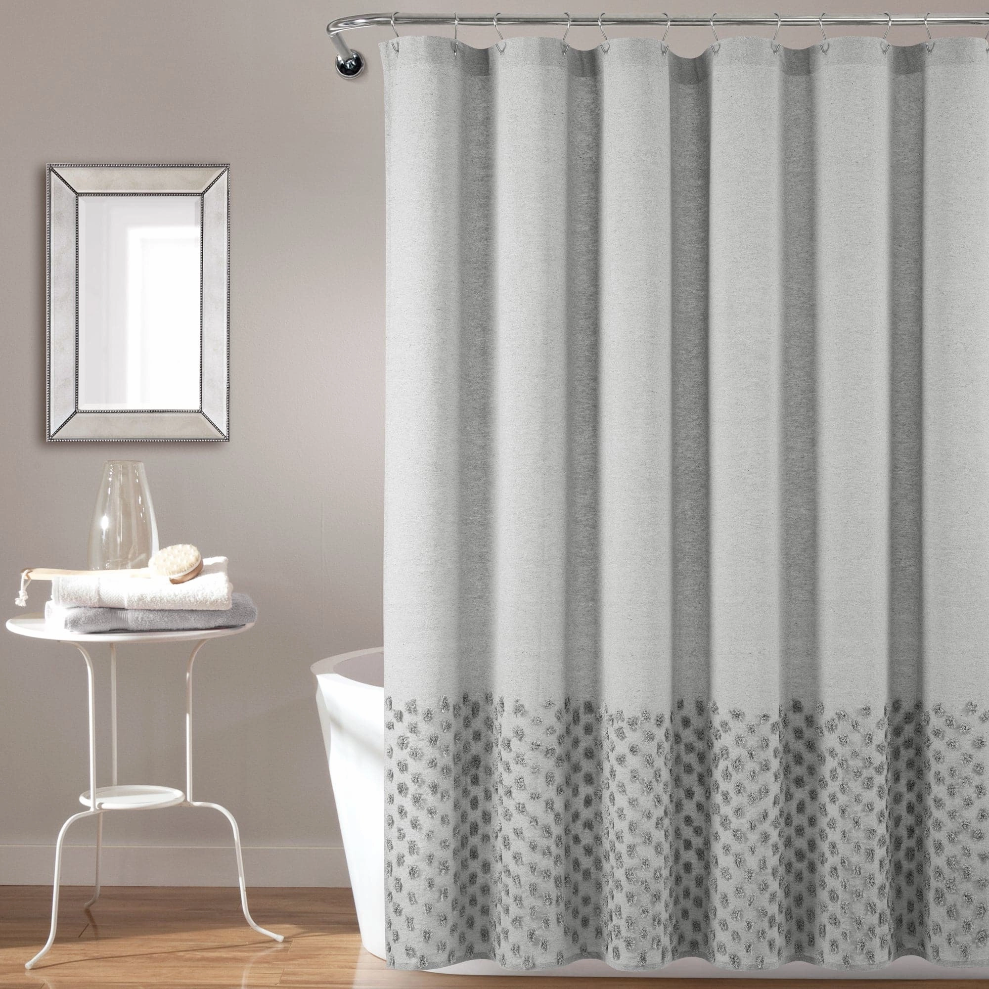 Boho Polka Dot Yarn Dyed Recycled Cotton Blend Shower Curtain shower curtain,bath curtain,bathroom decor