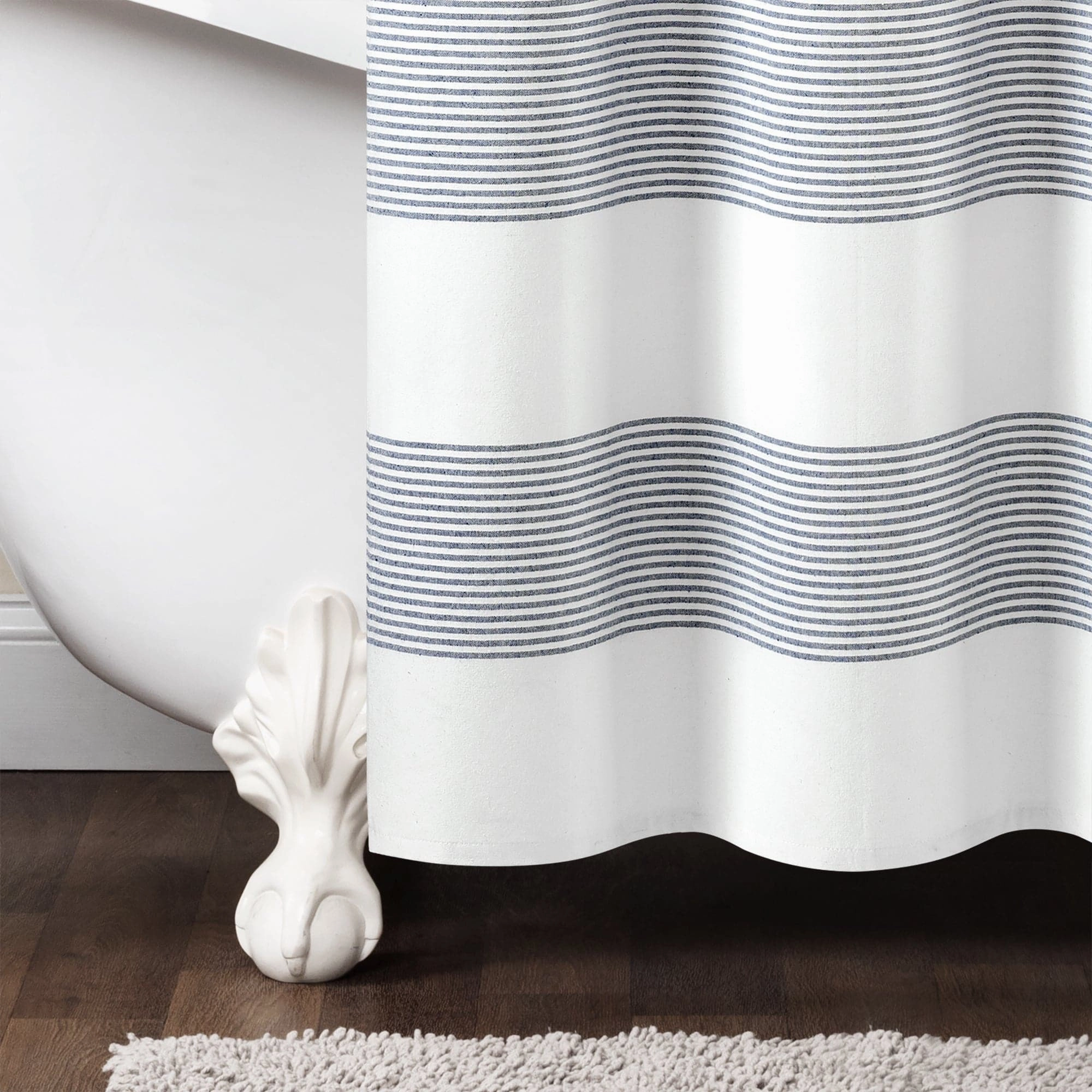 Boho Tassel Stripe Yarn Dyed Recycled Cotton Blend Shower Curtain