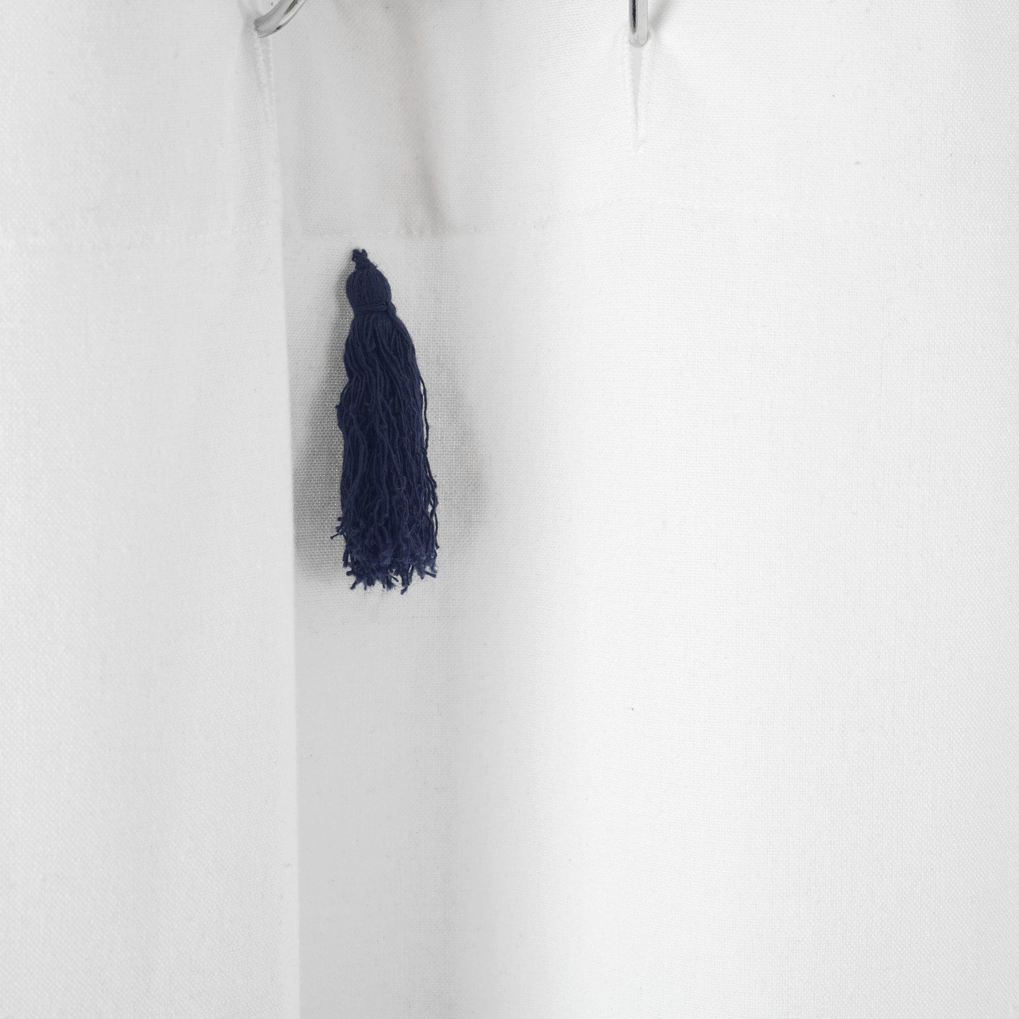 Boho Tassel Stripe Yarn Dyed Recycled Cotton Blend Shower Curtain