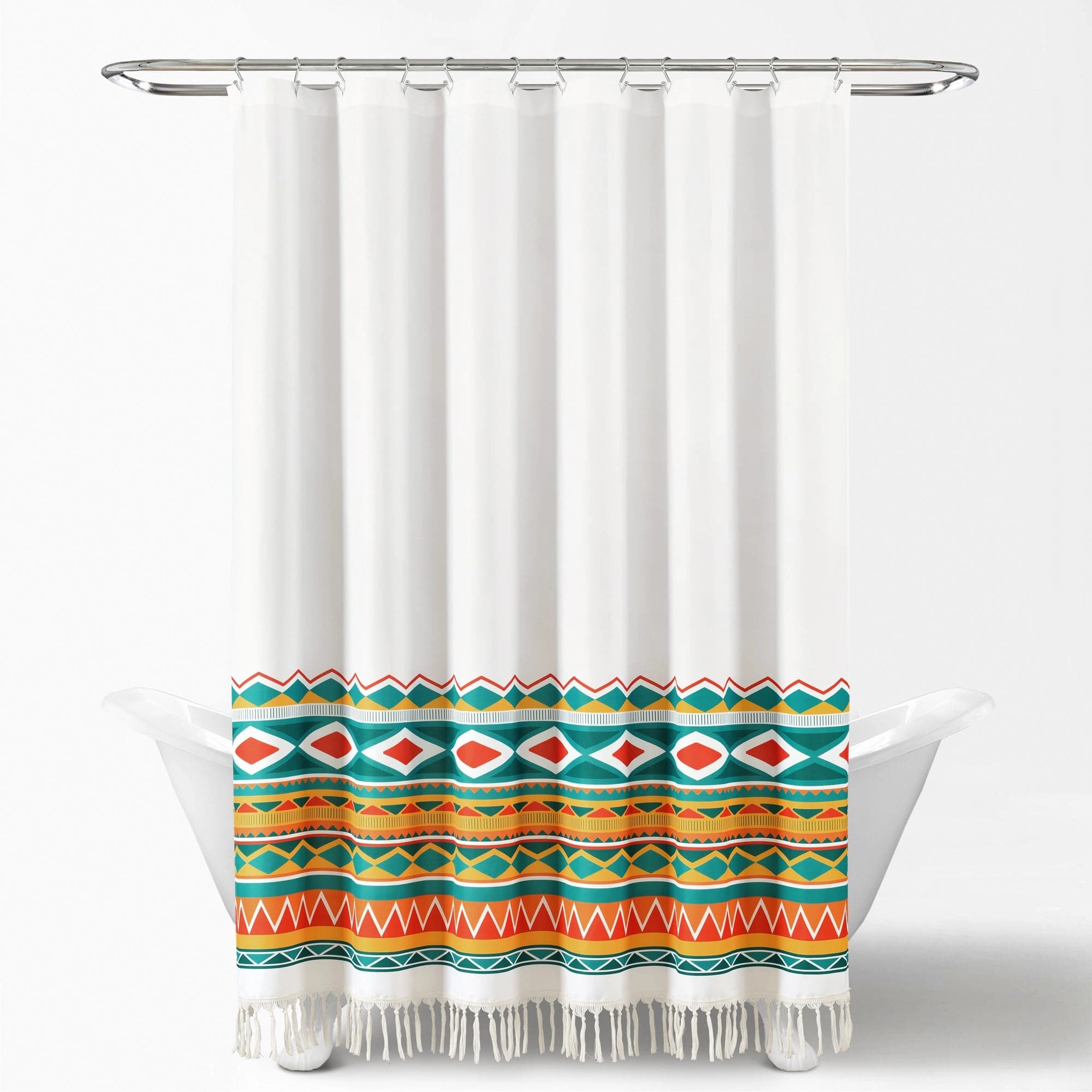 Boho Viviane Geo Fringe Shower Curtain
