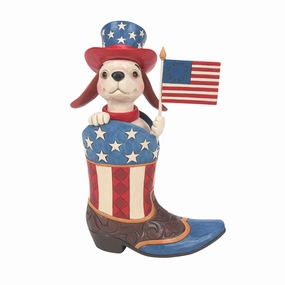 Boot with Dog Holding Flag Fig figurines,decorative figurines,home accents