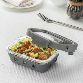 Borosil Klip n Store Plus Rectangular Glass Container, 370 ml food storage,storage containers,kitchen storage