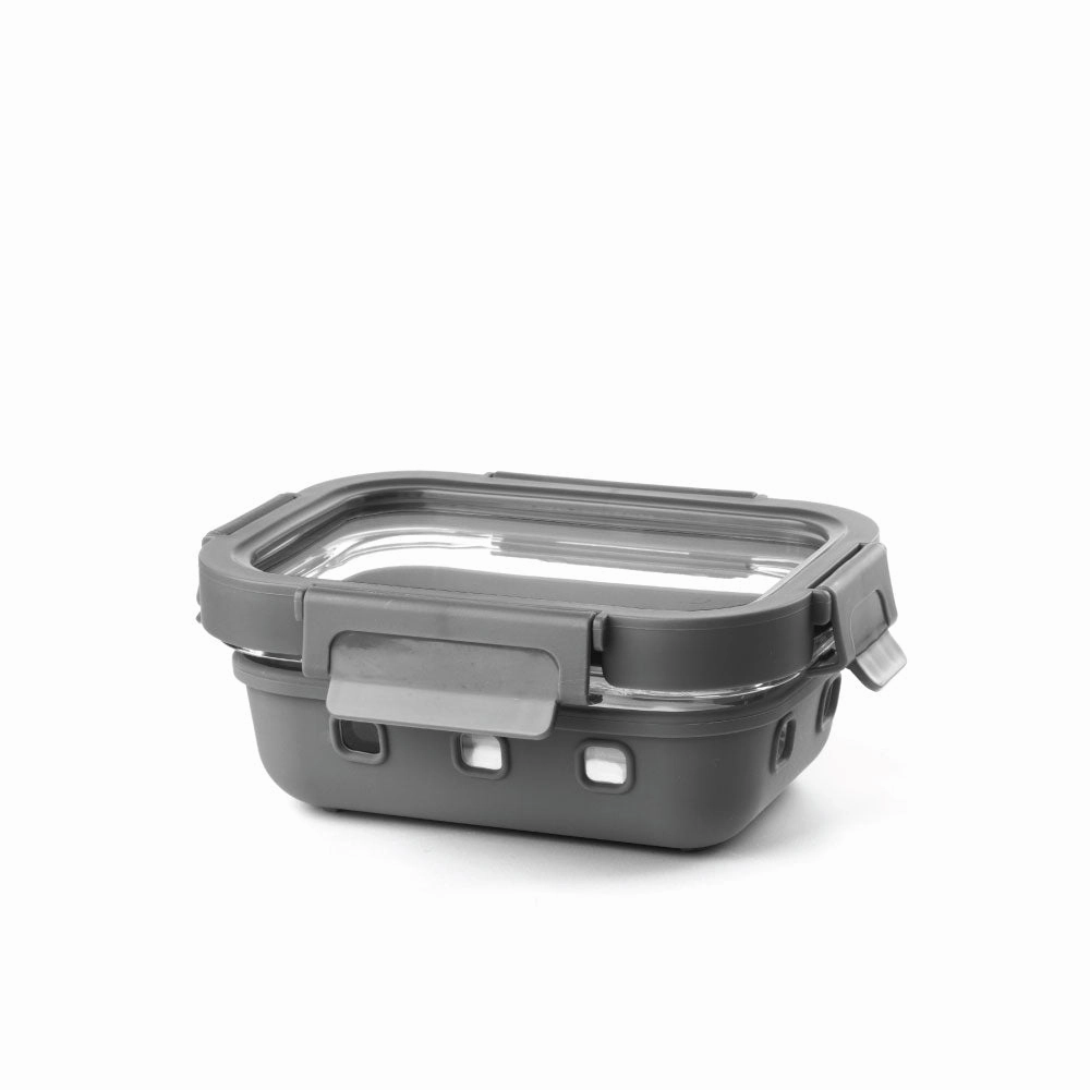 Borosil Klip n Store Plus Rectangular Glass Container, 370 ml