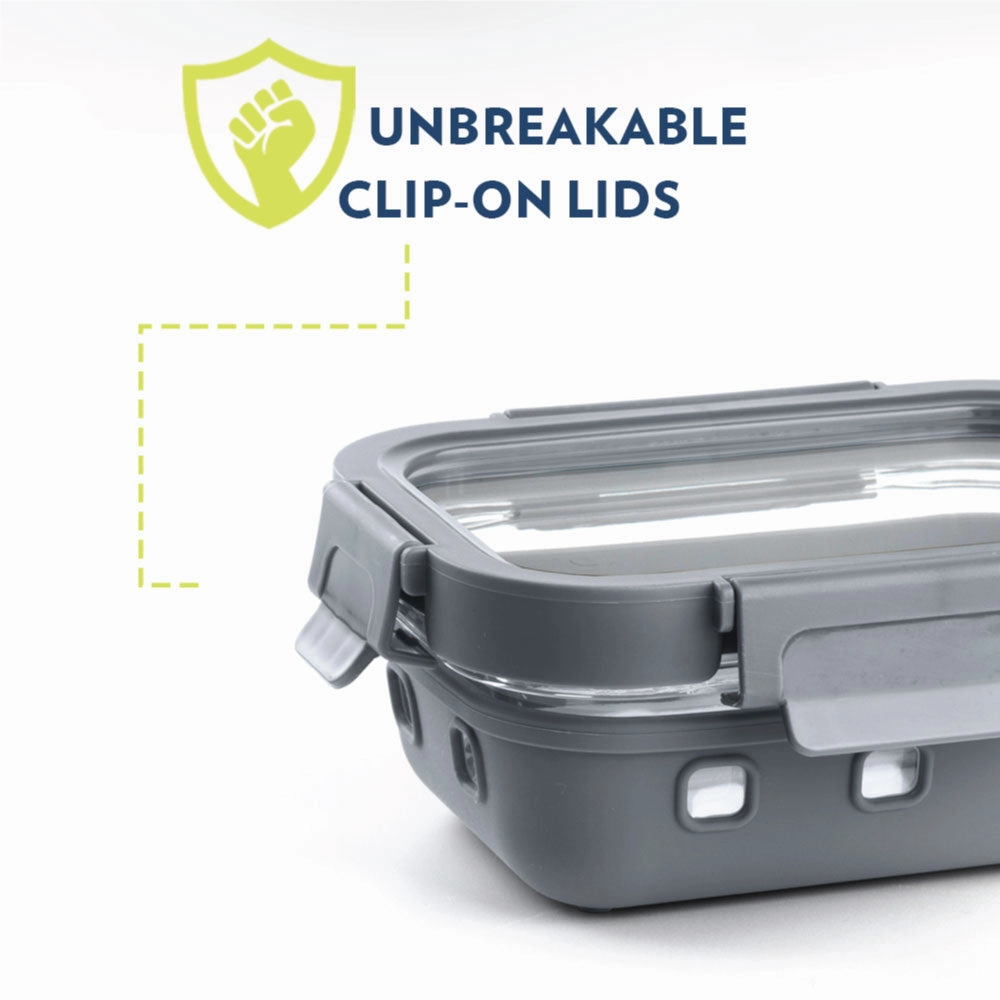 Borosil Klip n Store Plus Rectangular Glass Container, 640 ml