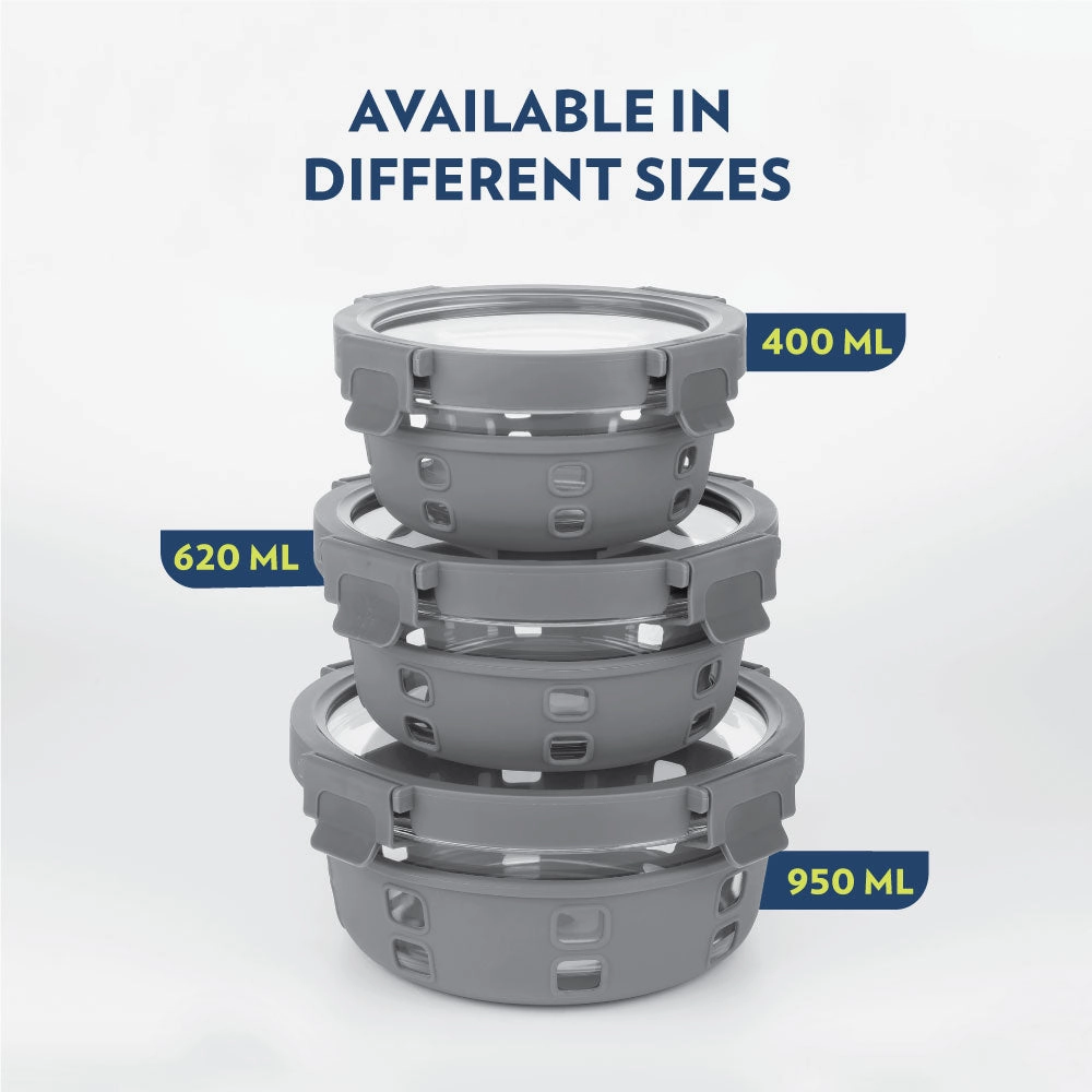 Borosil Klip n Store Plus Round Glass Container