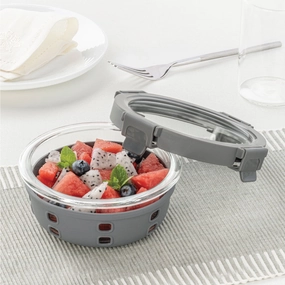 Borosil Klip n Store Plus Round Glass Container, 620 ml food storage,storage containers,kitchen storage