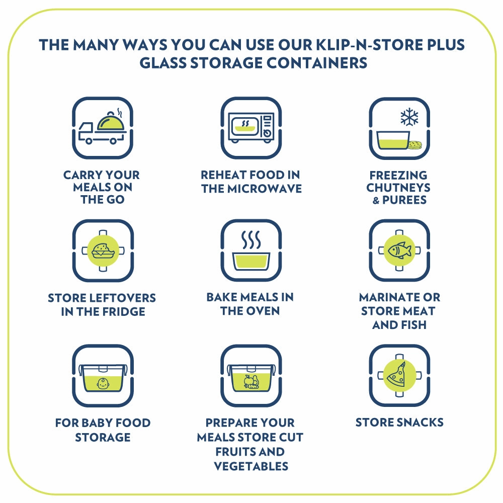 Borosil Klip n Store Plus Round Glass Container, 620 ml