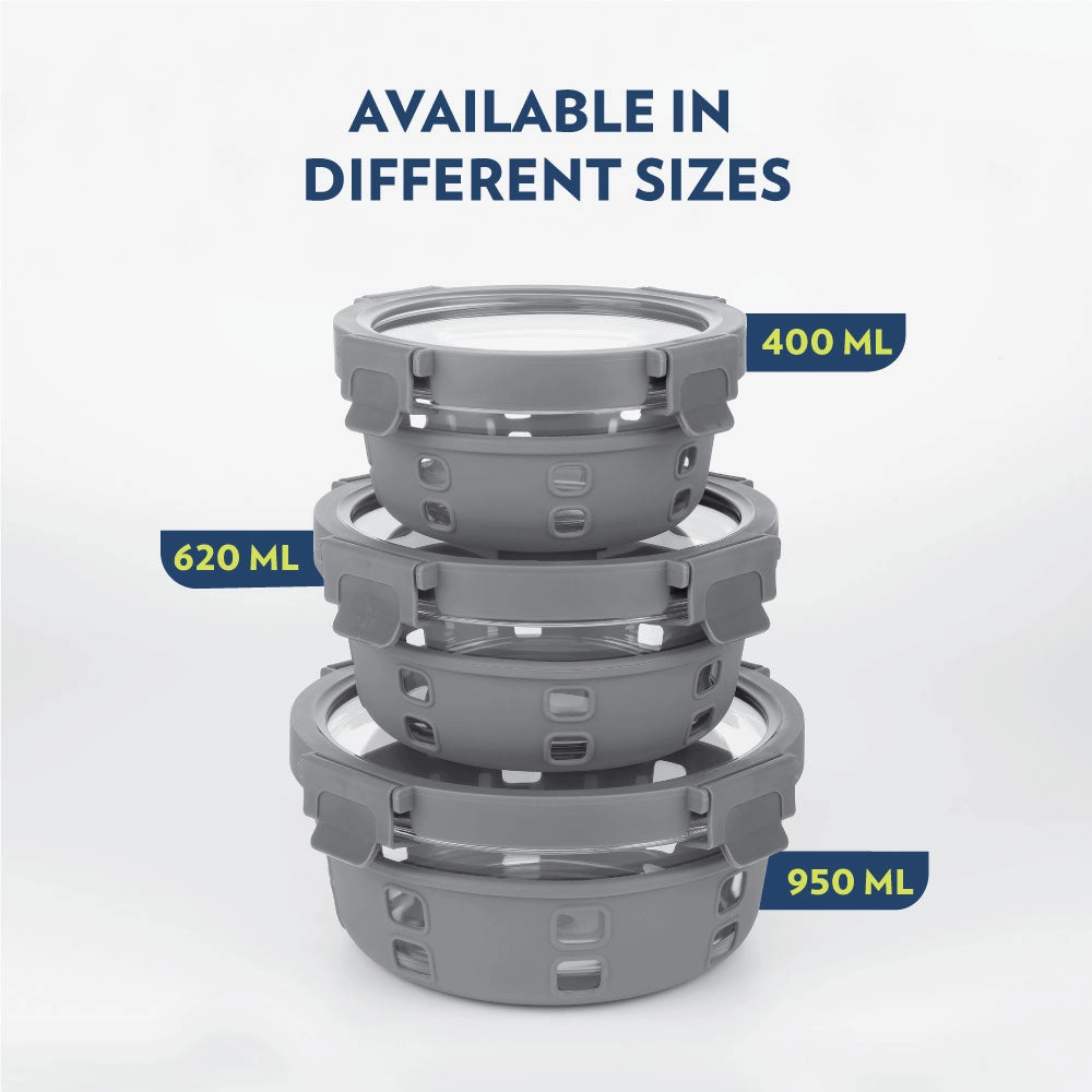 Borosil Klip n Store Plus Round Glass Container