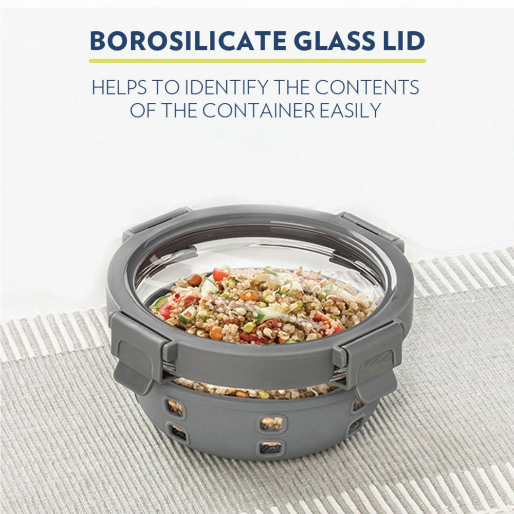 Borosil Klip n Store Plus Round Glass Container