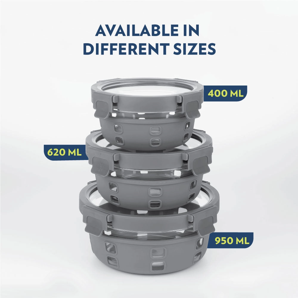 Borosil Klip n Store Plus Round Glass Container