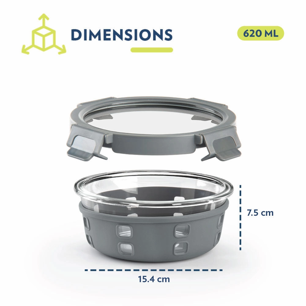 Borosil Klip n Store Plus Round Glass Container