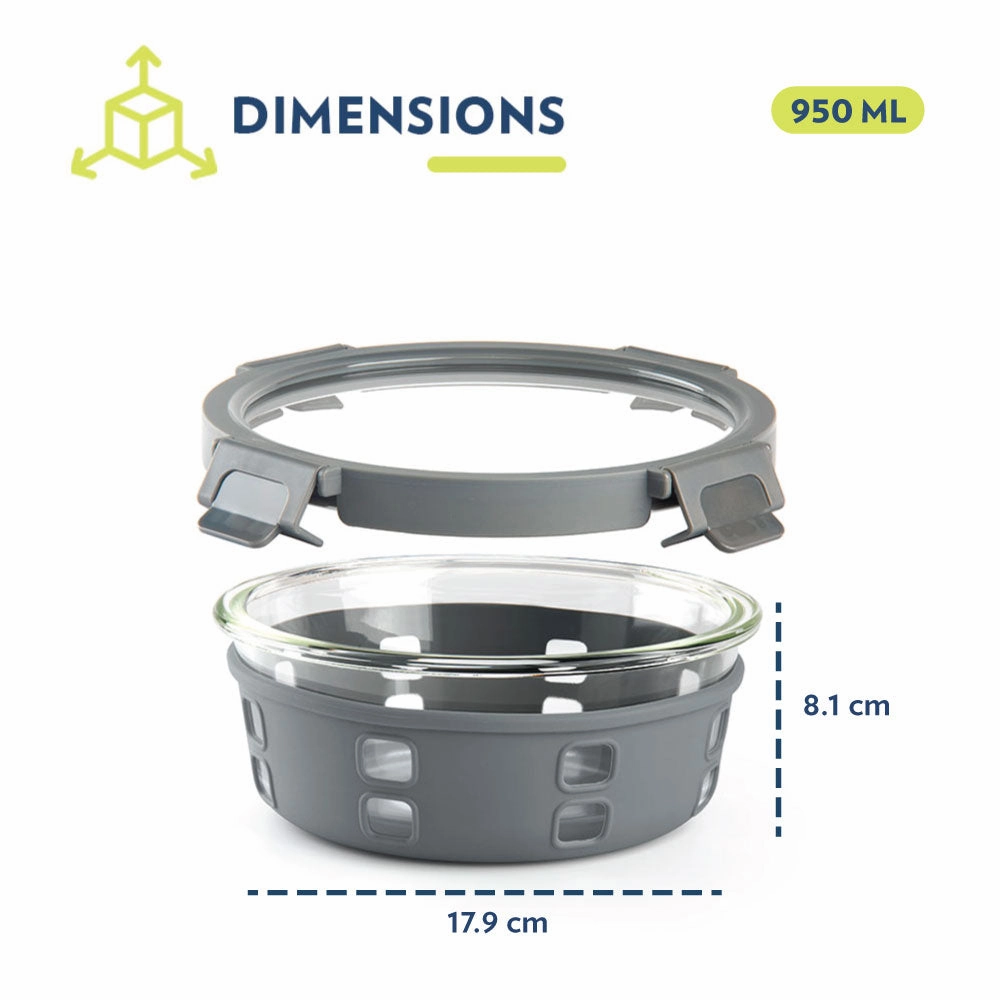 Borosil Klip n Store Plus Round Glass Container