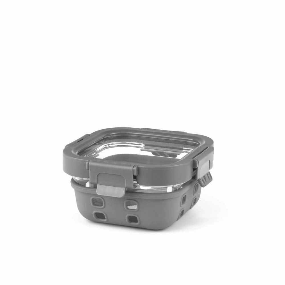 Borosil Klip n Store Plus Square Glass Container, 320 ml