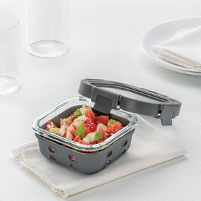 Borosil Klip n Store Plus Square Glass Container, 320 ml food storage,storage containers,kitchen storage