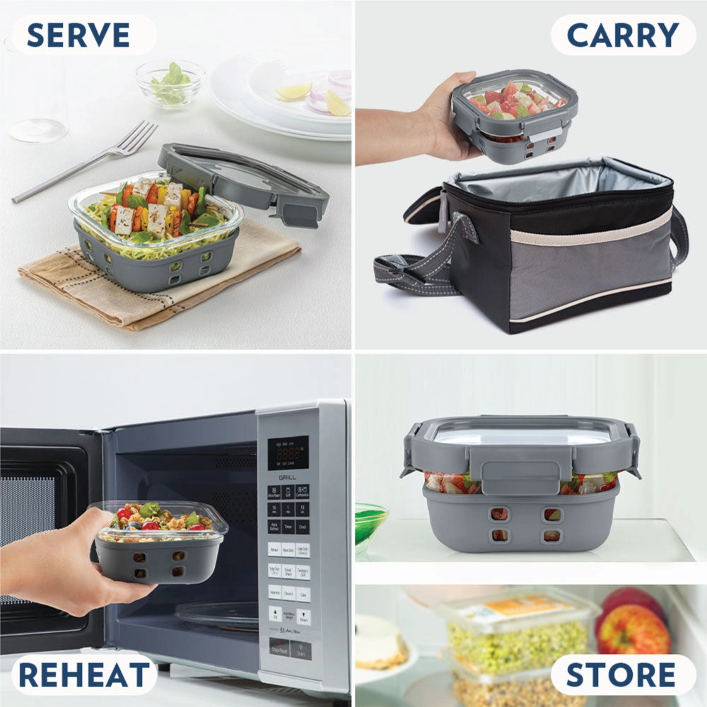 Borosil Klip n Store Plus Square Glass Container