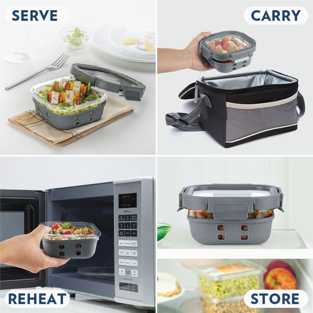 Borosil Klip n Store Plus Square Glass Container