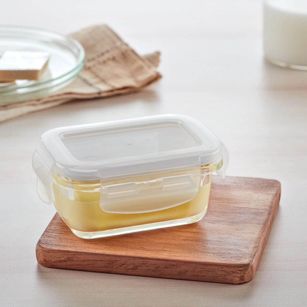 Borosil Klip n Store Rectangular Glass Container, 120 ml