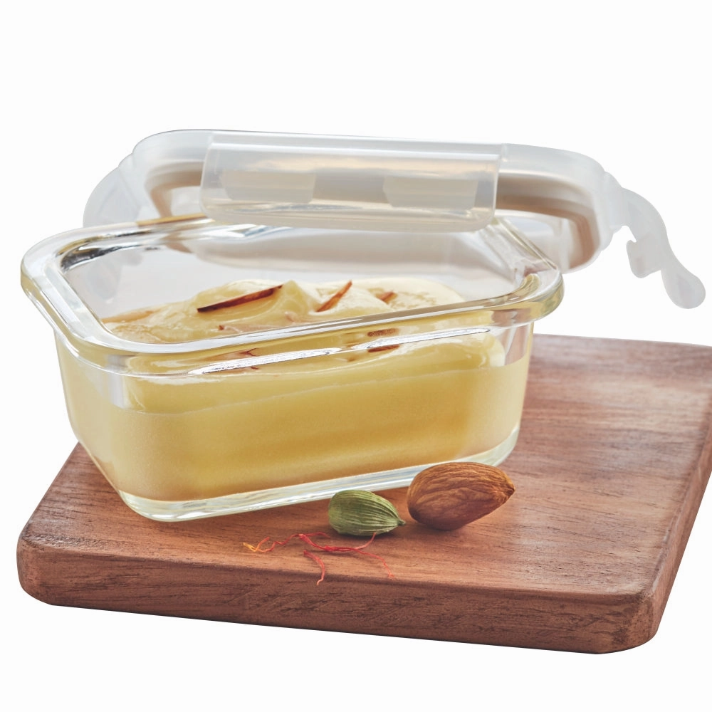 Borosil Klip n Store Rectangular Glass Container, 120 ml