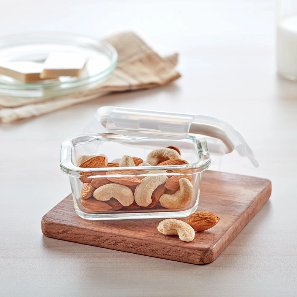Borosil Klip n Store Rectangular Glass Container, 120 ml
