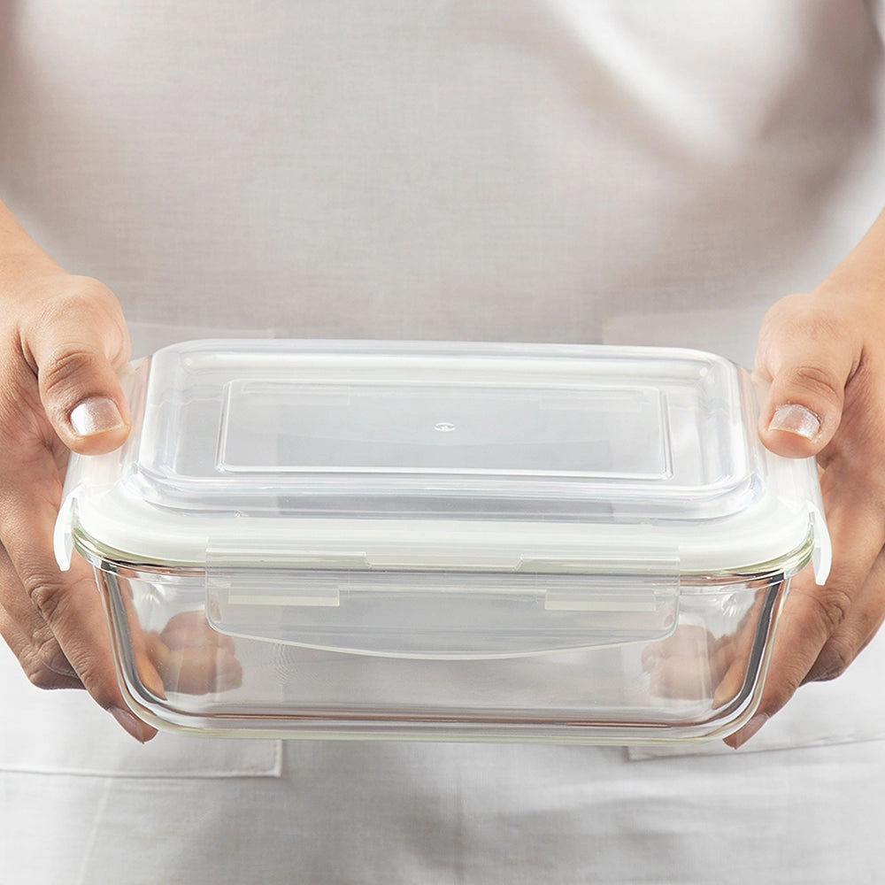 Borosil Klip n Store Rectangular Glass Container, 2 L