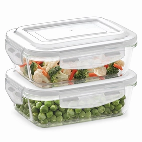 Borosil Klip n Store Rectangular Glass Container, 370 ml - Set of 2 food storage,storage containers,kitchen storage