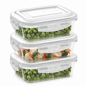 Borosil Klip n Store Rectangular Glass Container, 370 ml - Set of 3 food storage,storage containers,kitchen storage