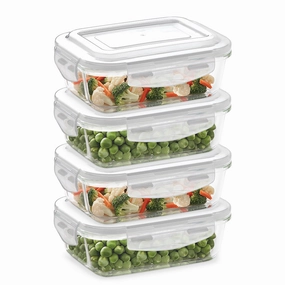 Borosil Klip n Store Rectangular Glass Container, 370 ml - Set of 4 food storage,storage containers,kitchen storage