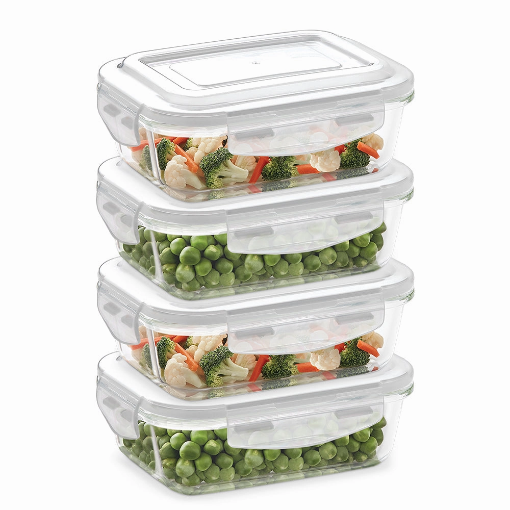 Borosil Klip n Store Rectangular Glass Container, 370 ml - Set of 4 food storage,storage containers,kitchen storage