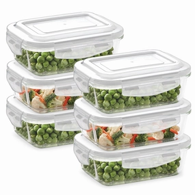 Borosil Klip n Store Rectangular Glass Container, 370 ml - Set of 6 food storage,storage containers,kitchen storage