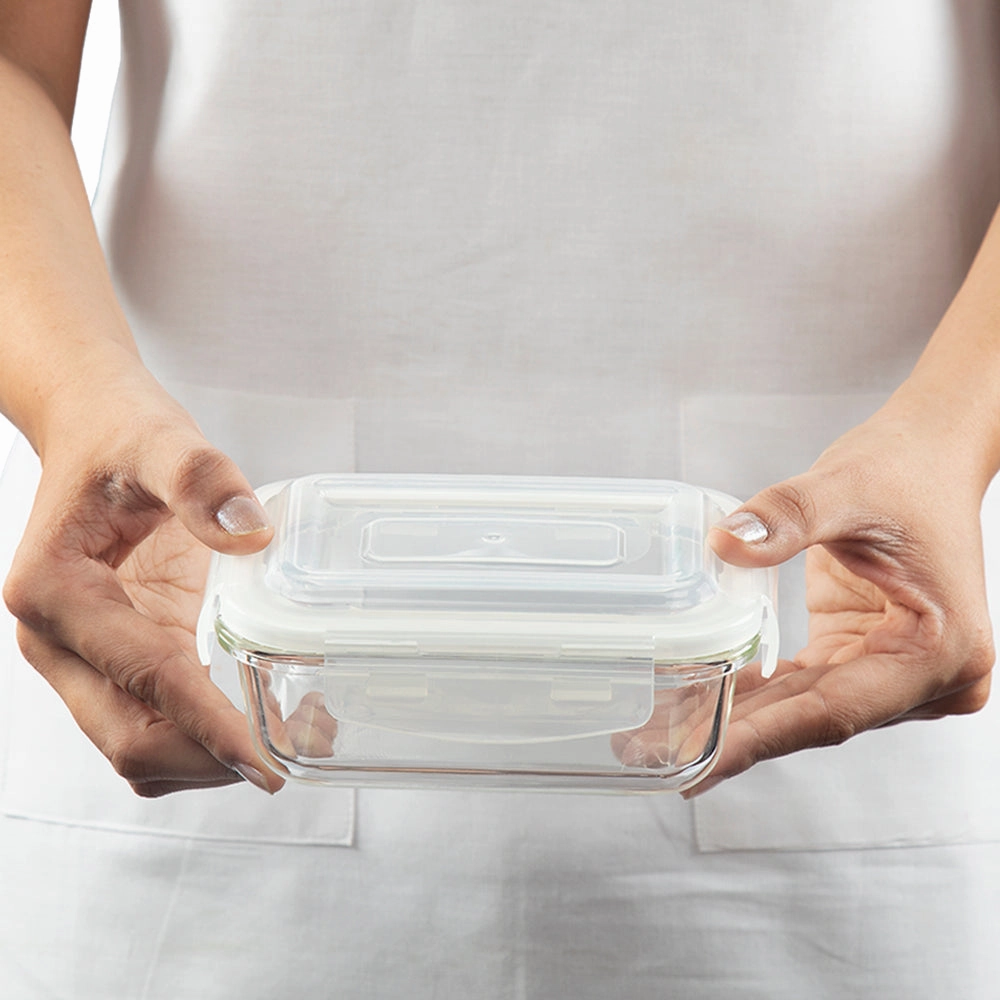 Borosil Klip n Store Rectangular Glass Container, 370 ml