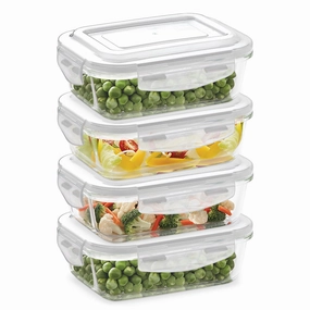 Borosil Klip n Store Rectangular Glass Container, 640 ml - Set of 4 food storage,storage containers,kitchen storage
