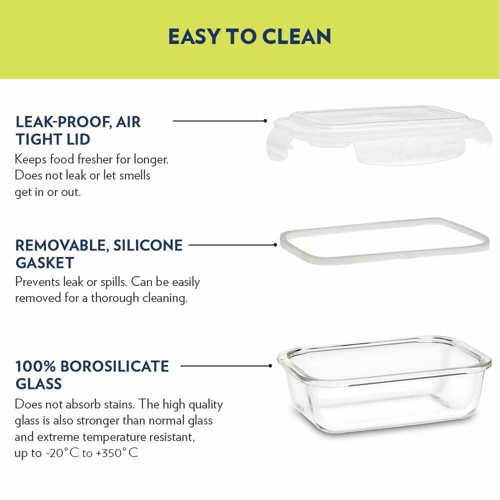 Borosil Klip n Store Rectangular Glass Container