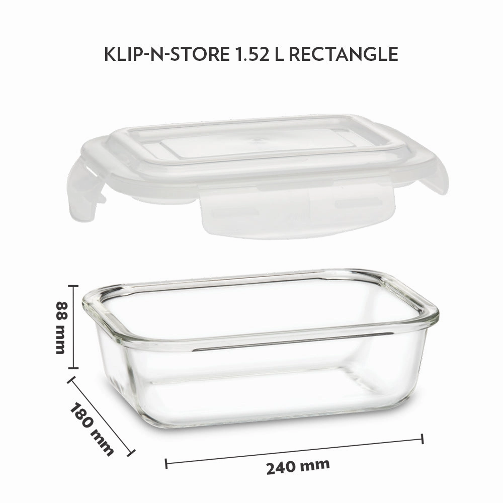 Borosil Klip n Store Rectangular Glass Container