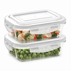 Borosil Klip n Store Rectangular Set of 2 Glass Container food storage,storage containers,kitchen storage