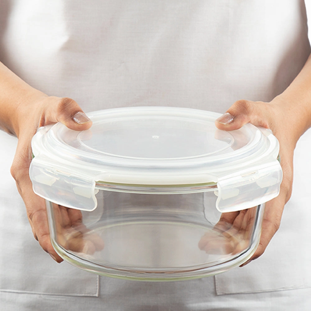Borosil Klip n Store Round Glass Container, 1.5 L