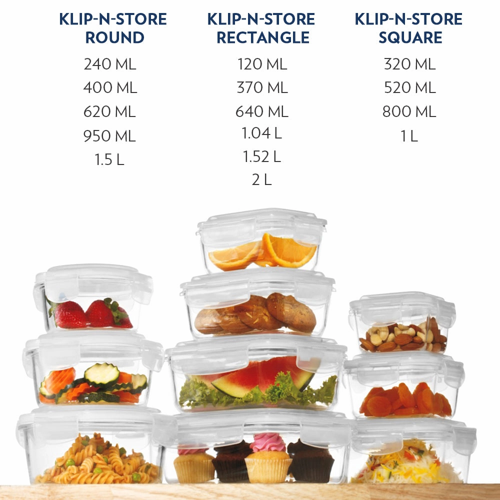 Borosil Klip n Store Round Glass Container, 1.5 L