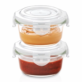 Borosil Klip n Store Round Glass Container, 240 ml - Set of 2 food storage,storage containers,kitchen storage