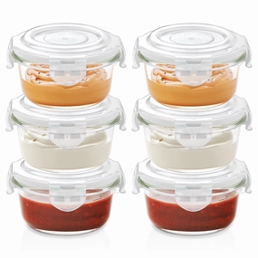 Borosil Klip n Store Round Glass Container, 240 ml - Set of 6 food storage,storage containers,kitchen storage