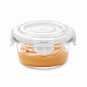 Borosil Klip n Store Round Glass Container, 240 ml food storage,storage containers,kitchen storage