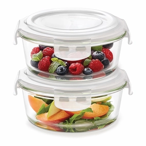 Borosil Klip n Store Round Glass Container, 400 ml - Set of 2 food storage,storage containers,kitchen storage