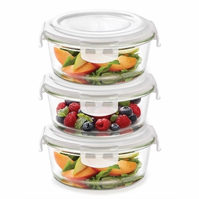 Borosil Klip n Store Round Glass Container, 400 ml - Set of 3 food storage,storage containers,kitchen storage