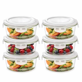 Borosil Klip n Store Round Glass Container, 400 ml - Set of 6 food storage,storage containers,kitchen storage